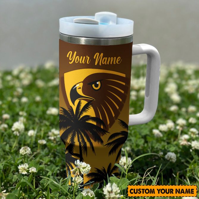 Hawthorn Hawks Afl Custom Stanley Quencher 40Oz Stainless Steel Tumbler With Handle - Image 2