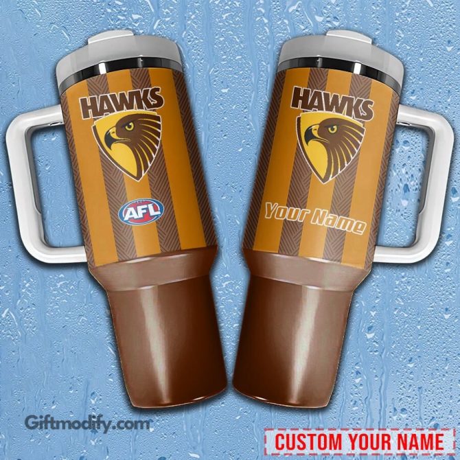 Hawthorn Hawks Afl Custom Stanley Quencher 40Oz Stainless Steel Tumbler With Handle - Image 3