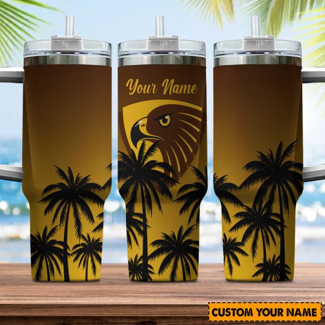 Hawthorn Hawks Afl Custom Stanley Quencher 40Oz Stainless Steel Tumbler With Handle - Image 4