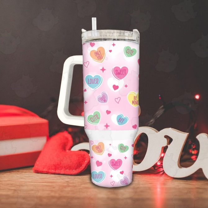 Heart Love Custom Stanley Quencher 40Oz Stainless Steel Tumbler With Handle - Image 4