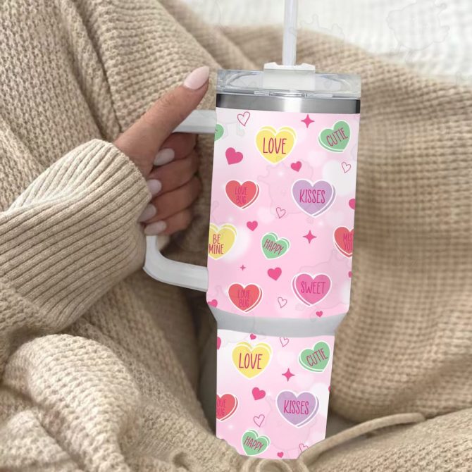 Heart Love Custom Stanley Quencher 40Oz Stainless Steel Tumbler With Handle - Image 2