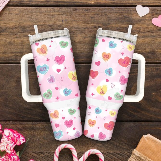 Heart Love Custom Stanley Quencher 40Oz Stainless Steel Tumbler With Handle - Image 3