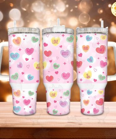 Heart Love Custom Stanley Quencher 40Oz Stainless Steel Tumbler With Handle