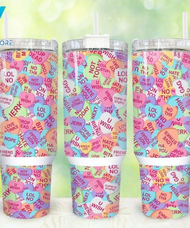 Heart Valentines Custom Stanley Quencher 40Oz Stainless Steel Tumbler With Handle