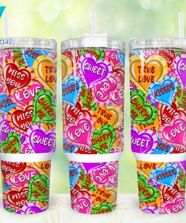 Heart Valentines Custom Stanley Quencher 40Oz Stainless Steel Tumbler With Handle