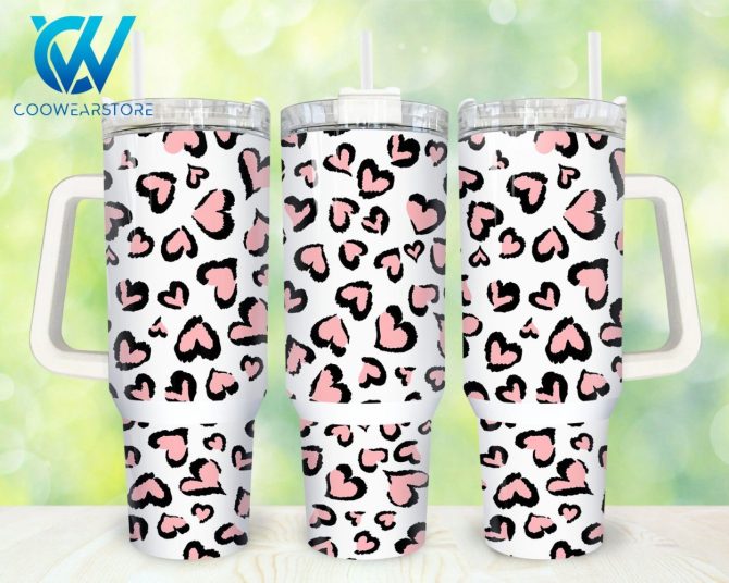 Heart Valentines Custom Stanley Quencher 40Oz Stainless Steel Tumbler With Handle