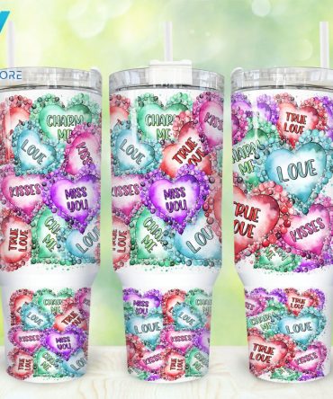 Heart Valentines Custom Stanley Quencher 40Oz Stainless Steel Tumbler With Handle