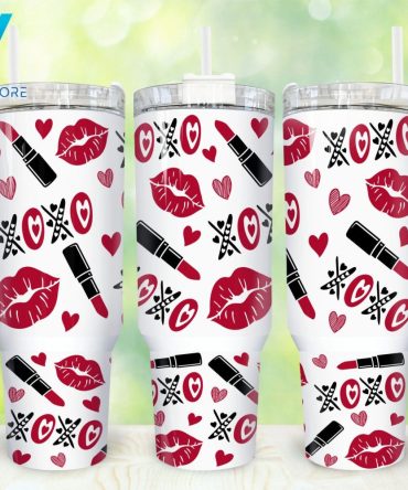 Heart Valentines Custom Stanley Quencher 40Oz Stainless Steel Tumbler With Handle