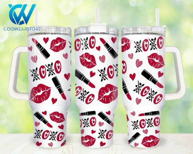 Heart Valentines Custom Stanley Quencher 40Oz Stainless Steel Tumbler With Handle