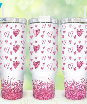 Heart Valentines Custom Stanley Quencher 40Oz Stainless Steel Tumbler With Handle