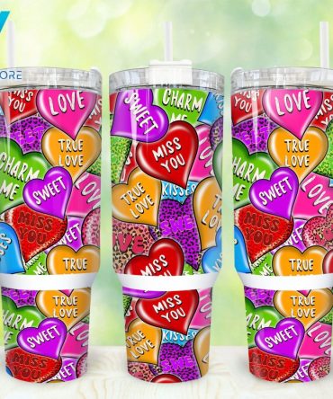Heart Valentines Custom Stanley Quencher 40Oz Stainless Steel Tumbler With Handle