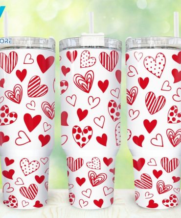 Heart Valentines Custom Stanley Quencher 40Oz Stainless Steel Tumbler With Handle