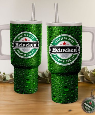 Heineken Premium Quality Beer Custom Stanley Quencher 40Oz Stainless Steel Tumbler With Handle