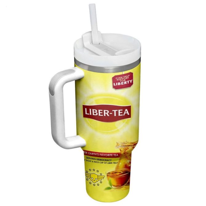 Helldivers Ii Liber-Tea Nutrition Facts Games Custom Stanley Quencher 40Oz Stainless Steel Tumbler With Handle - Image 2
