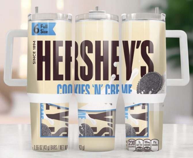 Hershey #8217;S Cookies N Cream Custom Stanley Quencher 40Oz Stainless Steel Tumbler With Handle