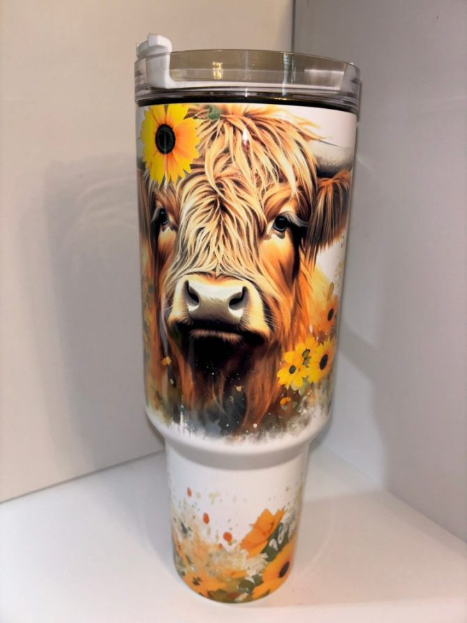 Highland Cow Custom Stanley Quencher 40Oz Stainless Steel Tumbler With Handle - Image 3