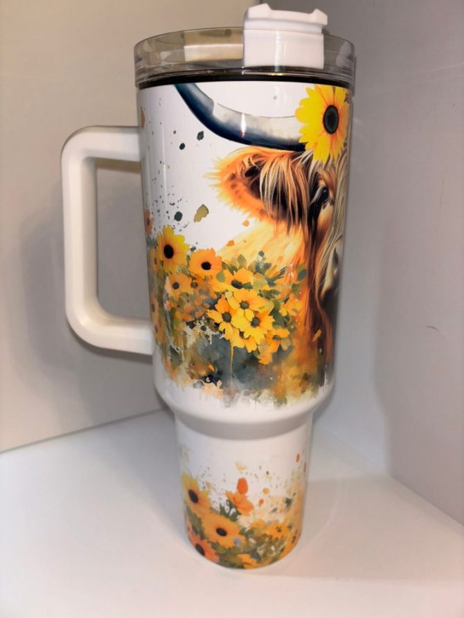 Highland Cow Custom Stanley Quencher 40Oz Stainless Steel Tumbler With Handle - Image 4