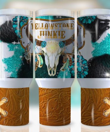 Highland Cow Skull Custom Stanley Quencher 40Oz Stainless Steel Tumbler With Handle