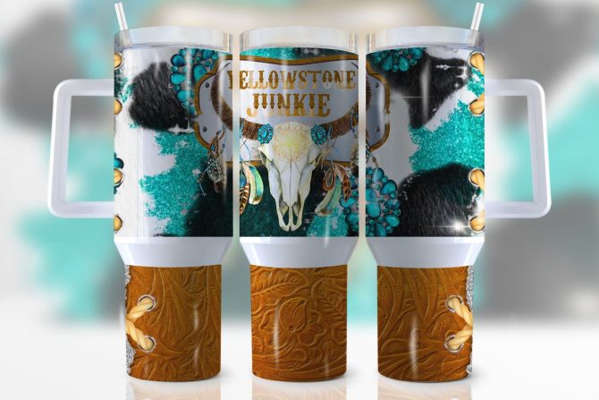 Highland Cow Skull Custom Stanley Quencher 40Oz Stainless Steel Tumbler With Handle