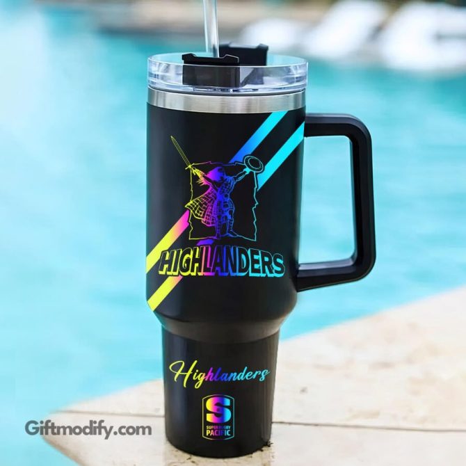Highlanders Super Rugby Hologram Logo Custom Stanley Quencher 40Oz Stainless Steel Tumbler With Handle - Image 2