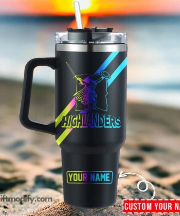 Highlanders Super Rugby Hologram Logo Custom Stanley Quencher 40Oz Stainless Steel Tumbler With Handle