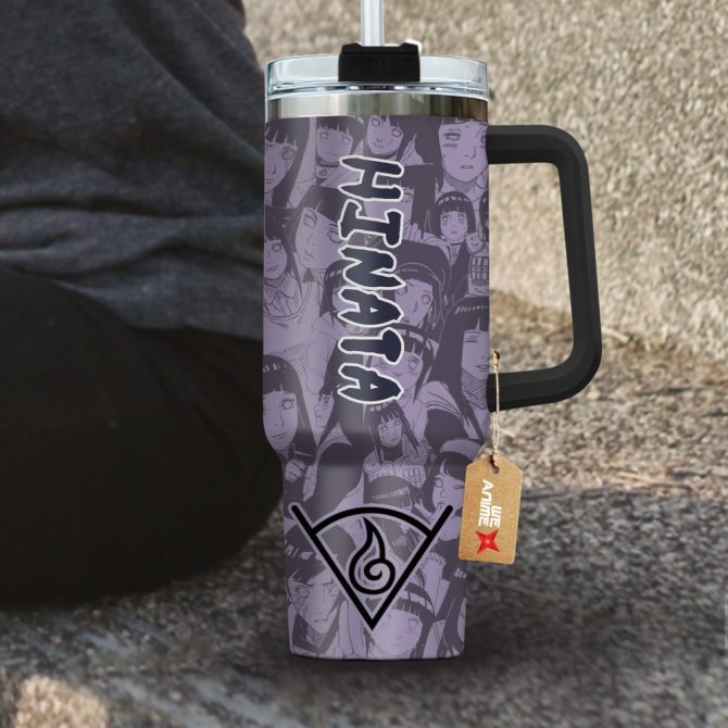 Hinata Hyuga Dragon Ball Anime Custom Stanley Quencher 40Oz Stainless Steel Tumbler With Handle - Image 3