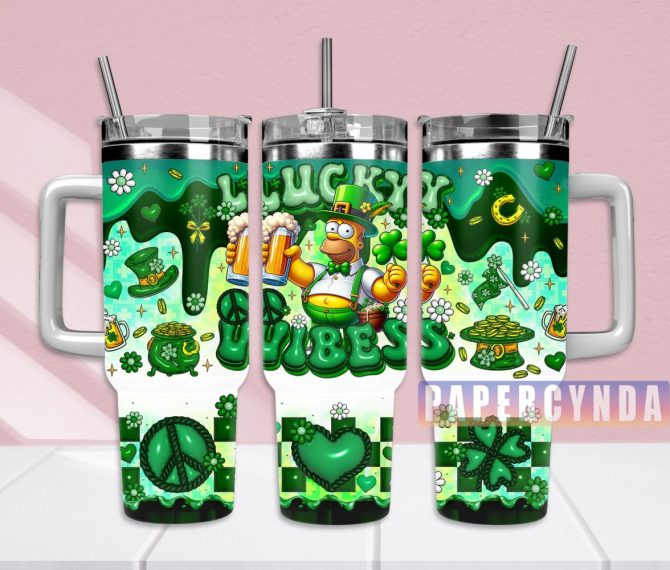Homer Simpson Custom Stanley Quencher 40Oz Stainless Steel Tumbler With Handle