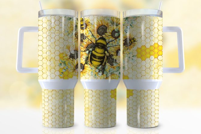 Honeycomb Custom Stanley Quencher 40Oz Stainless Steel Tumbler With Handle