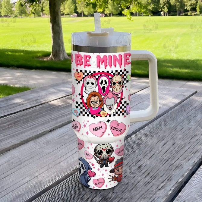 Horror Character Valentines Gift Moviescustom Stanley Quencher 40Oz Stainless Steel Tumbler With Handle - Image 4