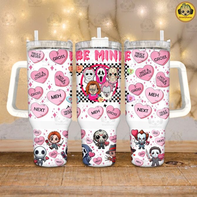 Horror Character Valentines Gift Moviescustom Stanley Quencher 40Oz Stainless Steel Tumbler With Handle