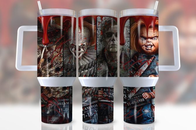 Horror Characters Movies Custom Stanley Quencher 40Oz Stainless Steel Tumbler With Handle