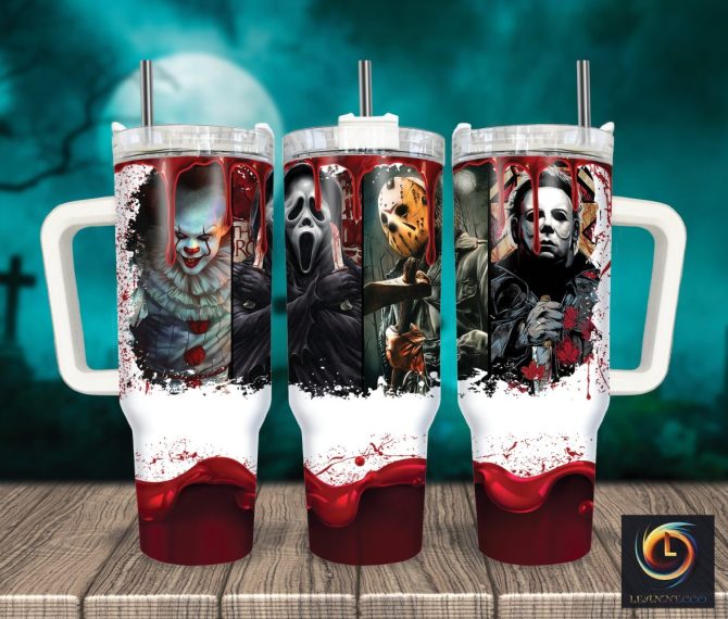 Horror Characters Movies Custom Stanley Quencher 40Oz Stainless Steel Tumbler With Handle
