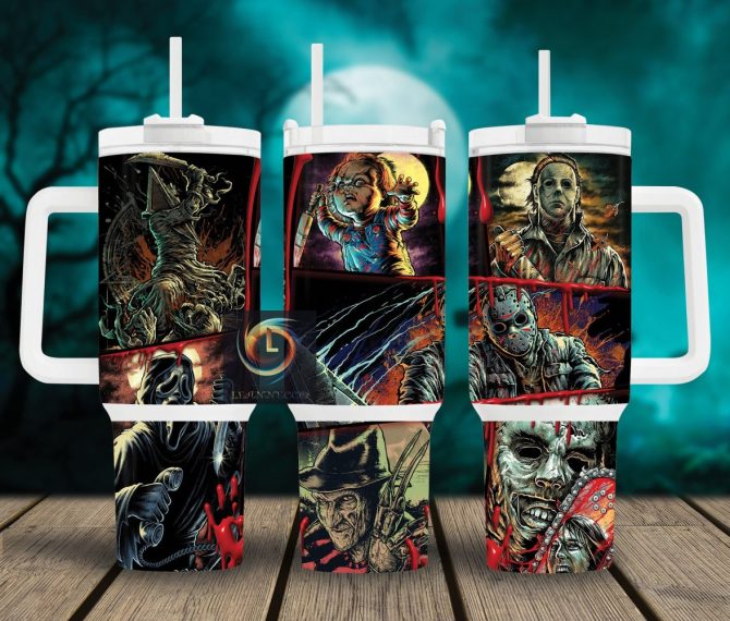 Horror Characters Movies Custom Stanley Quencher 40Oz Stainless Steel Tumbler With Handle