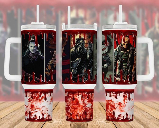 Horror Characters Movies Custom Stanley Quencher 40Oz Stainless Steel Tumbler With Handle