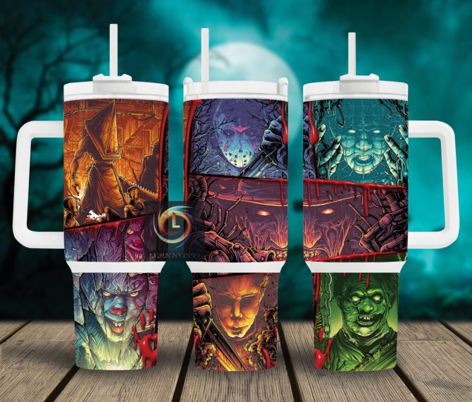 Horror Characters Movies Custom Stanley Quencher 40Oz Stainless Steel Tumbler With Handle