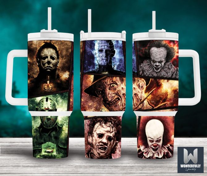 Horror Characters Movies Custom Stanley Quencher 40Oz Stainless Steel Tumbler With Handle
