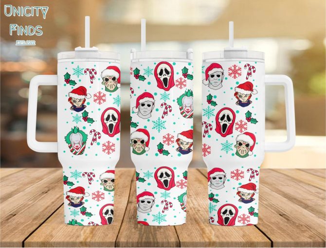 Horror Christmas Characters Movies Custom Stanley Quencher 40Oz Stainless Steel Tumbler With Handle