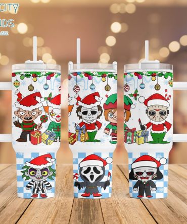 Horror Christmas Characters Movies Custom Stanley Quencher 40Oz Stainless Steel Tumbler With Handle