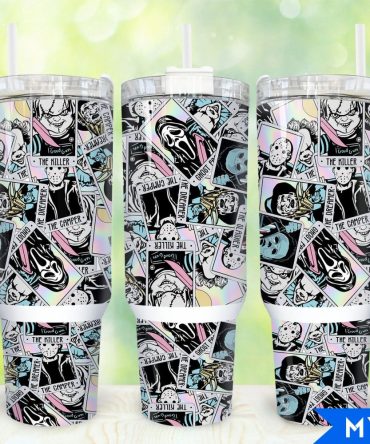Horror Halloween Characters Movies Custom Stanley Quencher 40Oz Stainless Steel Tumbler With Handle