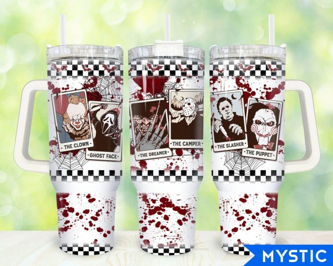 Horror Halloween Characters Movies Custom Stanley Quencher 40Oz Stainless Steel Tumbler With Handle