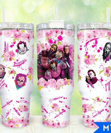 Horror Halloween Characters Movies Custom Stanley Quencher 40Oz Stainless Steel Tumbler With Handle