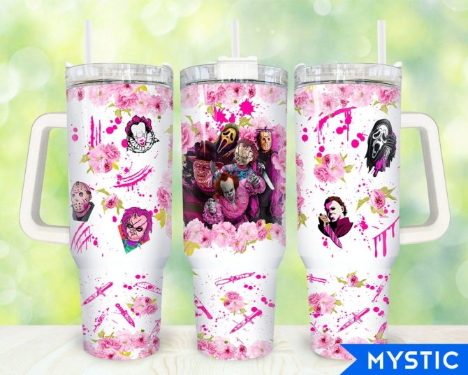 Horror Halloween Characters Movies Custom Stanley Quencher 40Oz Stainless Steel Tumbler With Handle