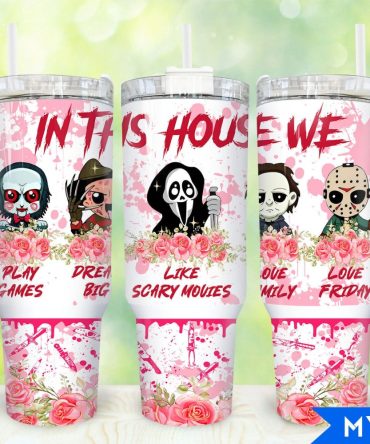 Horror Halloween Characters Movies Custom Stanley Quencher 40Oz Stainless Steel Tumbler With Handle