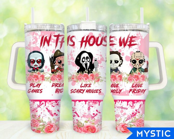 Horror Halloween Characters Movies Custom Stanley Quencher 40Oz Stainless Steel Tumbler With Handle