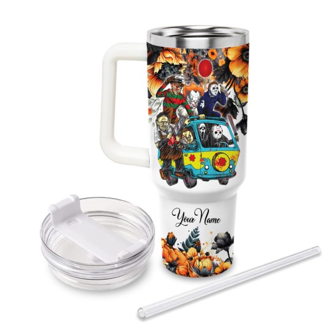Horror Movie Characters Movie Custom Stanley Quencher 40Oz Stainless Steel Tumbler With Handle - Image 3
