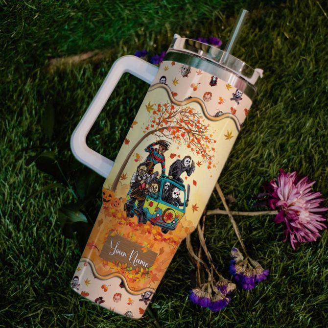 Horror Movie Characters Movie Custom Stanley Quencher 40Oz Stainless Steel Tumbler With Handle - Image 6