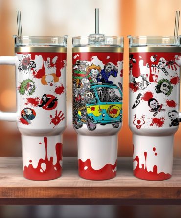 Horror Movie Characters Movies Custom Stanley Quencher 40Oz Stainless Steel Tumbler With Handle