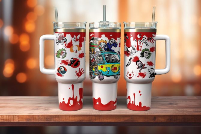 Horror Movie Characters Movies Custom Stanley Quencher 40Oz Stainless Steel Tumbler With Handle