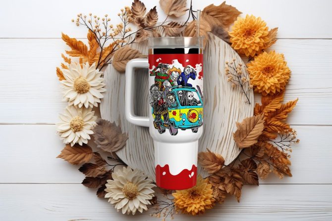 Horror Movie Characters Movies Custom Stanley Quencher 40Oz Stainless Steel Tumbler With Handle - Image 2