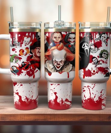 Horror Movie Characters Movies Custom Stanley Quencher 40Oz Stainless Steel Tumbler With Handle